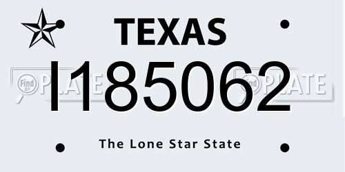 I185062 Texas License Plate
