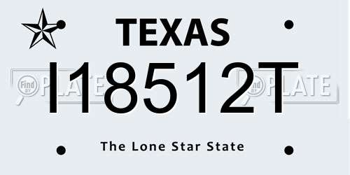 I18512T Texas License Plate
