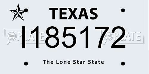 I185172 Texas License Plate