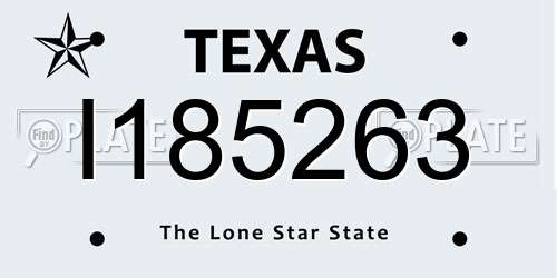 I185263 Texas License Plate