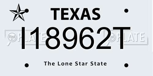 I18962T Texas License Plate