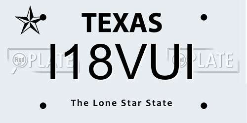 I18VUI Texas License Plate