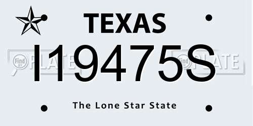 I19475S Texas License Plate