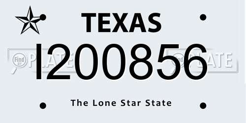 I200856 Texas License Plate