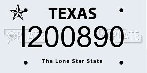 I200890 Texas License Plate