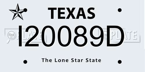 I20089D Texas License Plate