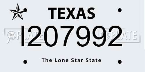I207992 Texas License Plate