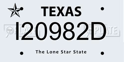 I20982D Texas License Plate