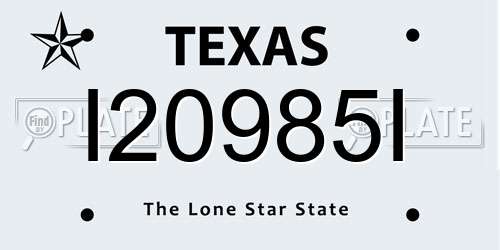 I20985I Texas License Plate