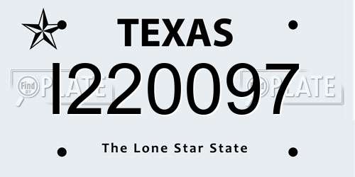 I220097 Texas License Plate