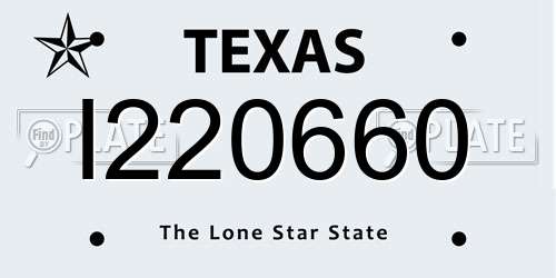I220660 Texas License Plate