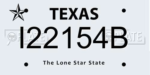 I22154B Texas License Plate