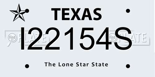 I22154S Texas License Plate