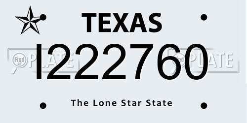 I222760 Texas License Plate