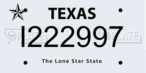 I222997 Texas License Plate
