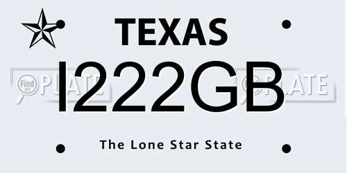 I222GB Texas License Plate