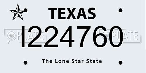 I224760 Texas License Plate