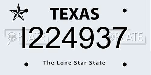 I224937 Texas License Plate