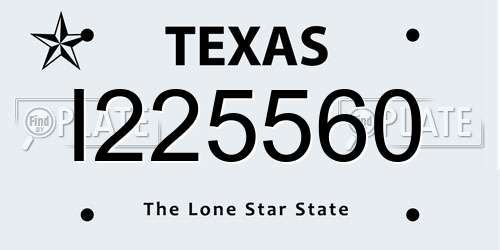 I225560 Texas License Plate