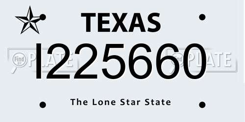 I225660 Texas License Plate