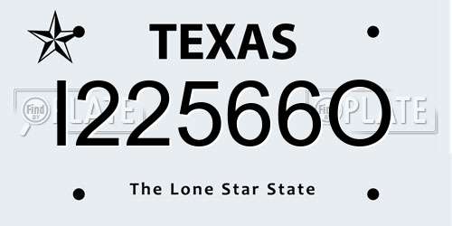 I22566O Texas License Plate