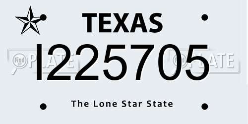 I225705 Texas License Plate