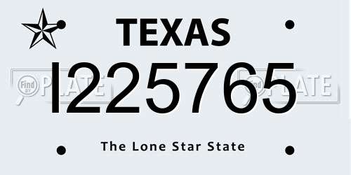I225765 Texas License Plate