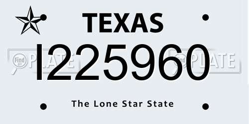 I225960 Texas License Plate