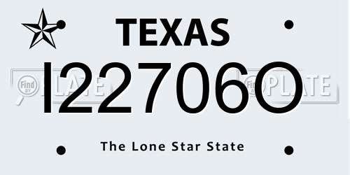 I22706O Texas License Plate