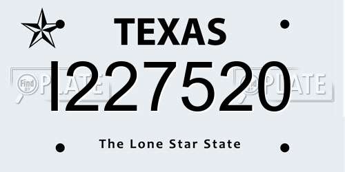 I227520 Texas License Plate