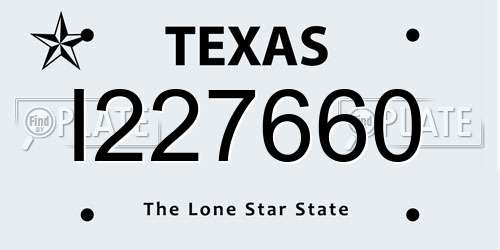 I227660 Texas License Plate