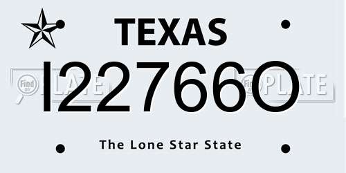 I22766O Texas License Plate
