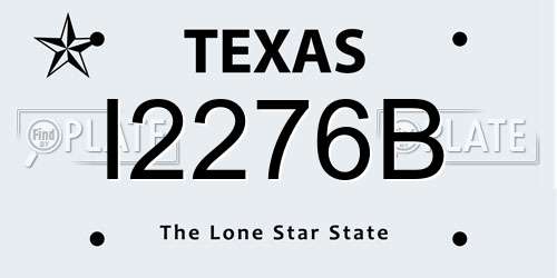I2276B Texas License Plate