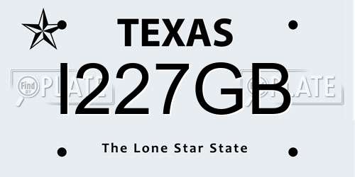 I227GB Texas License Plate