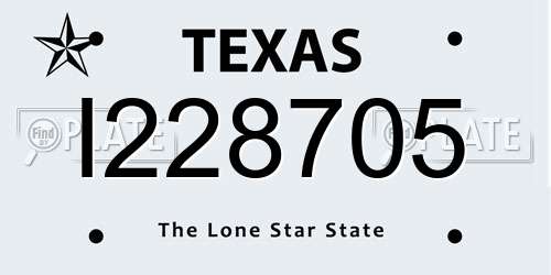 I228705 Texas License Plate