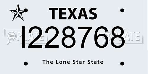 I228768 Texas License Plate
