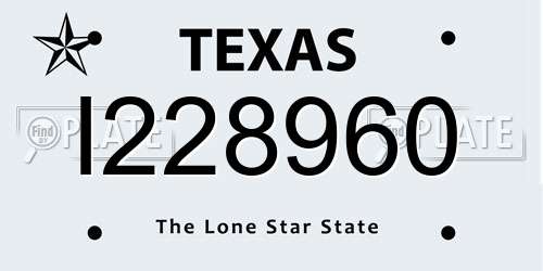 I228960 Texas License Plate