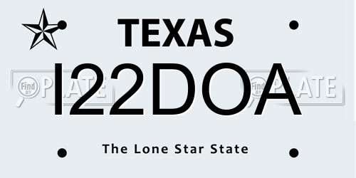 I22DOA Texas License Plate
