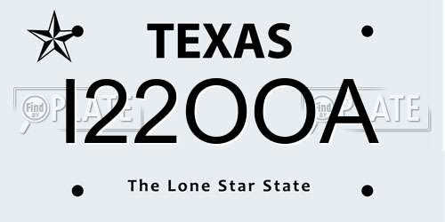 I22OOA Texas License Plate