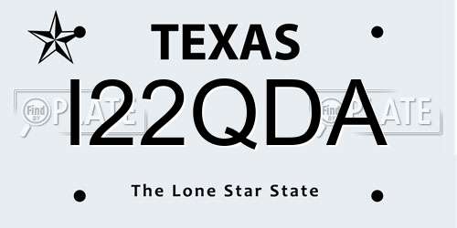 I22QDA Texas License Plate