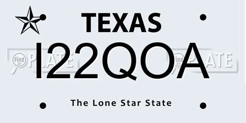 I22QOA Texas License Plate