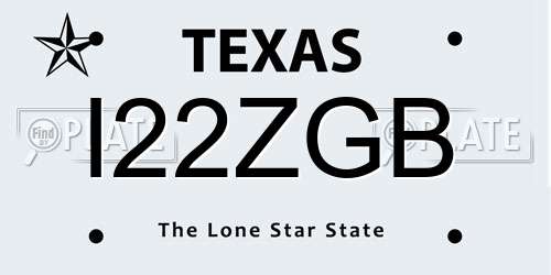 I22ZGB Texas License Plate