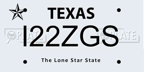 I22ZGS Texas License Plate