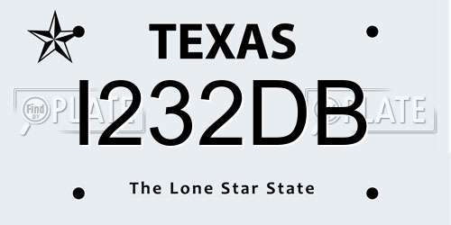 I232DB Texas License Plate