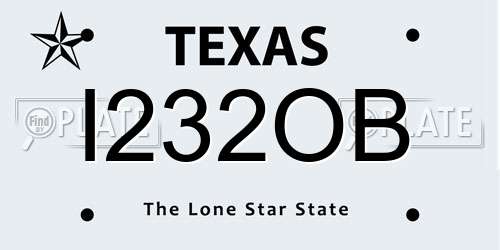 I232OB Texas License Plate