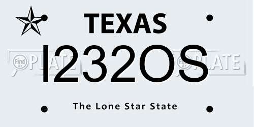 I232OS Texas License Plate