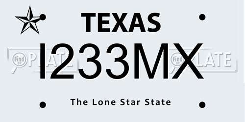 I233MX Texas License Plate