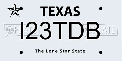 I23TDB Texas License Plate