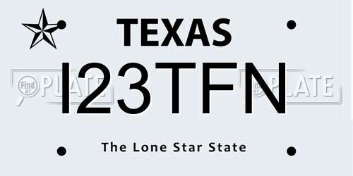 I23TFN Texas License Plate