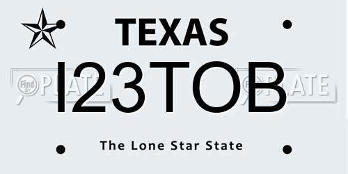 I23TOB Texas License Plate